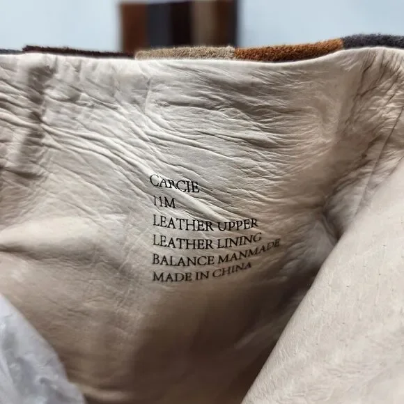 New Cecelia New York Carcie Leather Stacked Platform Boots Brown Stripes Size 11 - Picture 5 of 5